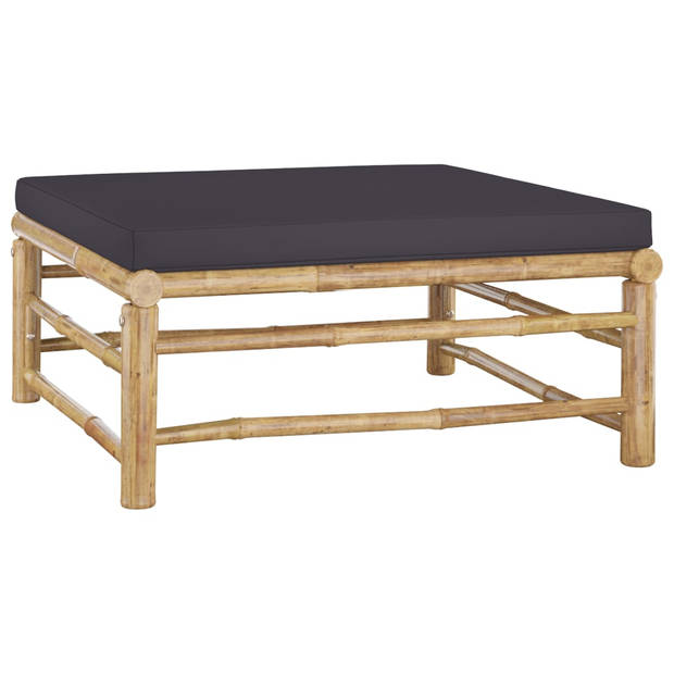 The Living Store Tuinmeubelset - Bamboe - Loungeset - 65x70x60 cm - Inclusief kussens - Donkergrijs