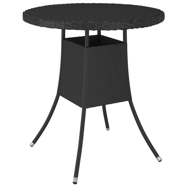 The Living Store Loungeset - Poly Rattan - Zwart - Tafel- 70 x 73 cm - Bank- 88 x 66 x 67 cm - Dik gevoerde kussens