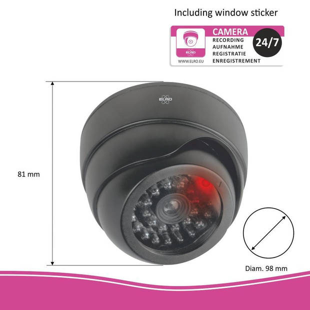 ELRO CDD17F Dummy Dome Camera - Draaibaar - met Flash Light & IR LED's 4-Pack