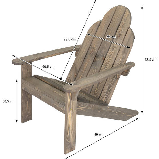 Stabiele Canadian Deckchair Houten Tuinstoel - Bruin