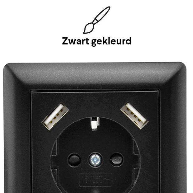 Homra Brock enkel USB Inbouw stopcontact - Zwart