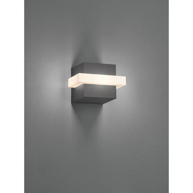 LED Tuinverlichting - Wandlamp Buitenlamp - Trion Mitchi - 7W - Warm Wit 3000K - Vierkant - Mat Antraciet - Aluminium