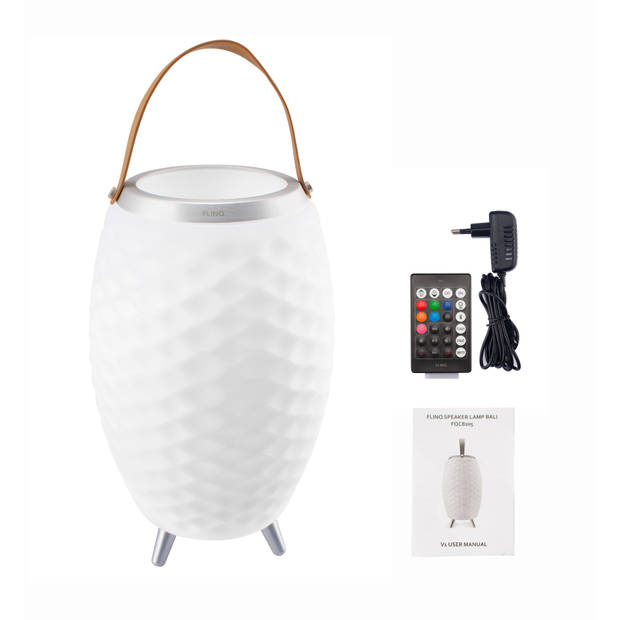 FlinQ Bali M - Speaker Lamp - Draadloze Speaker - Wijnkoeler - Bluetooth - RGB - Wit