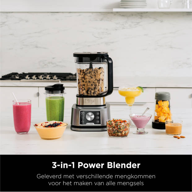 Ninja Foodi CB350EU - Power Nutri 3-in-1 Blender - Blender-to-go - Food processor - 1200 Watt - Auto-iQ