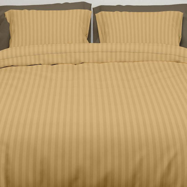 Satin D'or Satin d'Or Satijnstreep dekbedovertrek - Lits-jumeaux (240x200/220 cm + 2 slopen) - Katoen satijn - Oker