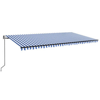 vidaXL Luifel automatisch met LED en windsensor 600x350 cm blauw wit