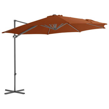 vidaXL Zweefparasol met stalen paal 300 cm terracottakleurig