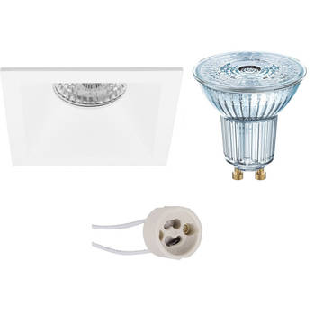 LED Spot Set - LEDVANCE Parathom PAR16 930 36D - Pragmi Pollon Pro - GU10 Fitting - Dimbaar - Inbouw Vierkant - Mat Wit