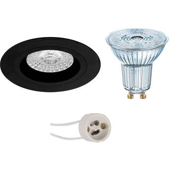 LED Spot Set - LEDVANCE Parathom PAR16 930 36D - Pragmi Rodos Pro - GU10 Fitting - Dimbaar - Inbouw Rond - Mat Zwart -