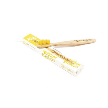 Nordics tandenborstel junior 17 cm bamboe/nylon bruin/geel