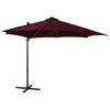 vidaXL Zweefparasol met paal en LED-verlichting 300 cm bordeauxrood