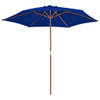 The Living Store Tuinparasol Houten - 270 x 244 cm - Blauw - UV-bescherming - 38 mm paaldiameter