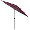 The Living Store Parasol 3-laags - 300 x 243 cm - Bordeauxrood - UV-beschermend polyester - Aluminium paal