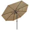 The Living Store Parasol Tuin - 350 x 260 cm - Uv-beschermend polyester - Aluminium paal - Taupe
