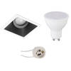 LED Spot Set - Pragmi Zano Pro - GU10 Fitting - Dimbaar - Inbouw Vierkant - Mat Zwart/Wit - 6W - Helder/Koud Wit 6400K -