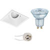 LED Spot Set - LEDVANCE Parathom PAR16 927 36D - Pragmi Zano Pro - GU10 Fitting - Dimbaar - Inbouw Vierkant - Mat Wit -