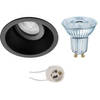 LED Spot Set - LEDVANCE Parathom PAR16 930 36D - Pragmi Zano Pro - GU10 Fitting - Dimbaar - Inbouw Rond - Mat Zwart -