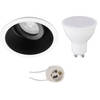 LED Spot Set - Aigi - Pragmi Zano Pro - GU10 Fitting - Inbouw Rond - Mat Zwart/Wit - 6W - Helder/Koud Wit 6400K -