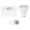 LED Spot Set - Pragmi Domy Pro - GU10 Fitting - Dimbaar - Inbouw Vierkant - Mat Wit - 6W - Natuurlijk Wit 4200K -