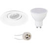 LED Spot Set - Pragmi Domy Pro - GU10 Fitting - Inbouw Rond - Mat Wit - 6W - Natuurlijk Wit 4200K - Verdiept -