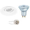 LED Spot Set - LEDVANCE Parathom PAR16 927 36D - Pragmi Domy Pro - GU10 Fitting - Dimbaar - Inbouw Rond - Mat Wit - 5.5W