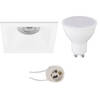 LED Spot Set - Pragmi Pollon Pro - GU10 Fitting - Dimbaar - Inbouw Vierkant - Mat Wit - 6W - Natuurlijk Wit 4200K -