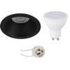 LED Spot Set - Pragmi Pollon Pro - GU10 Fitting - Dimbaar - Inbouw Rond - Mat Zwart - 6W - Natuurlijk Wit 4200K -