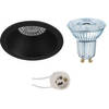 LED Spot Set - LEDVANCE Parathom PAR16 927 36D - Pragmi Pollon Pro - GU10 Fitting - Dimbaar - Inbouw Rond - Mat Zwart -