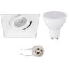 LED Spot Set - Pragmi Nivas Pro - GU10 Fitting - Dimbaar - Inbouw Vierkant - Mat Wit - 6W - Helder/Koud Wit 6400K -