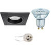 LED Spot Set - LEDVANCE Parathom PAR16 940 36D - Pragmi Rodos Pro - GU10 Fitting - Dimbaar - Inbouw Vierkant - Mat Zwart