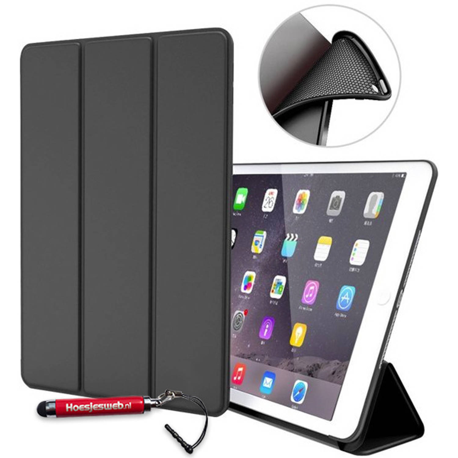 Hem Apple Ipad Air 2 Bookcover Zwart Met Siliconenachterkant En Hoesjeswebstylus