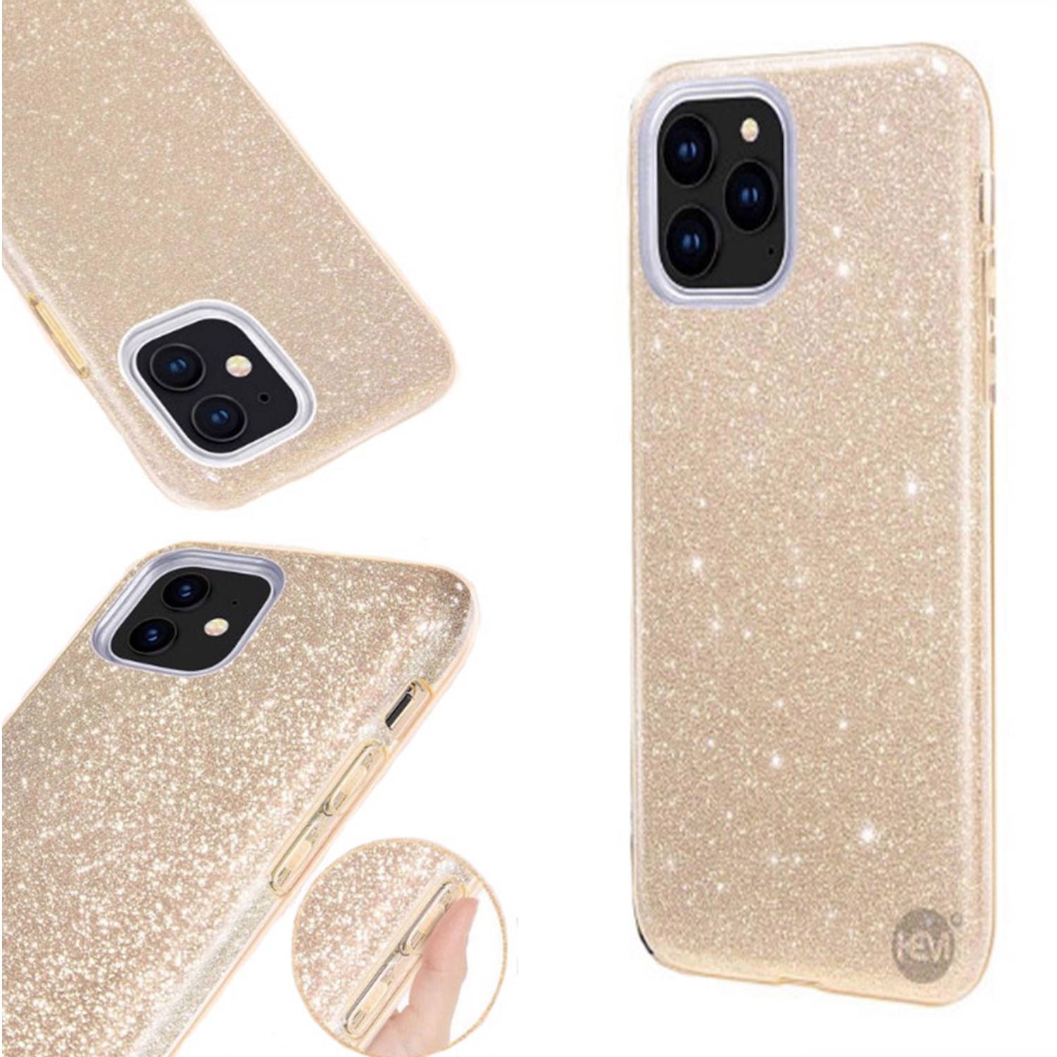 Apple Iphone 12 Pro Max Glitter Goud Siliconen Gel Tpu / Back Cover / Hoesje Iphone 12 Pro Max