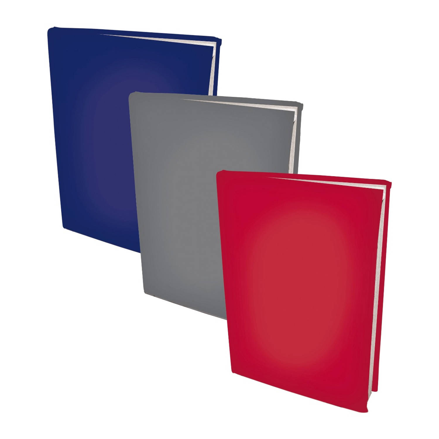 Benza Assortiment Rekbare Boekenkaften A4 - Blauw, Grijs En Rood - 3 Stuks
