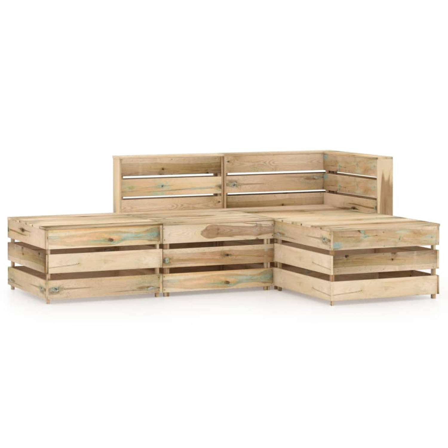 vidaXL 4-delige Loungeset groen geïmpregneerd grenenhout
