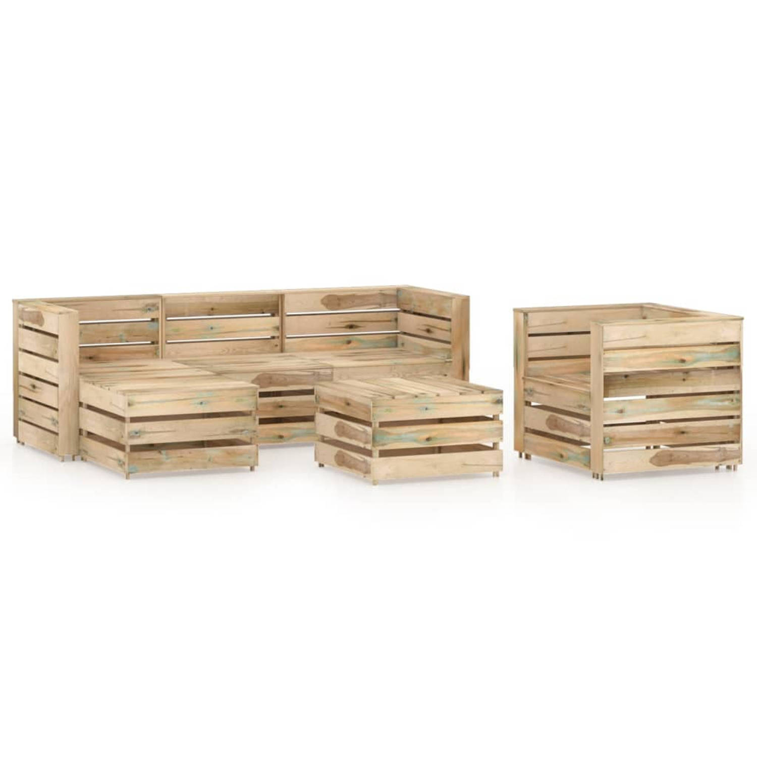 vidaXL 6-delige Loungeset groen geimpregneerd grenenhout