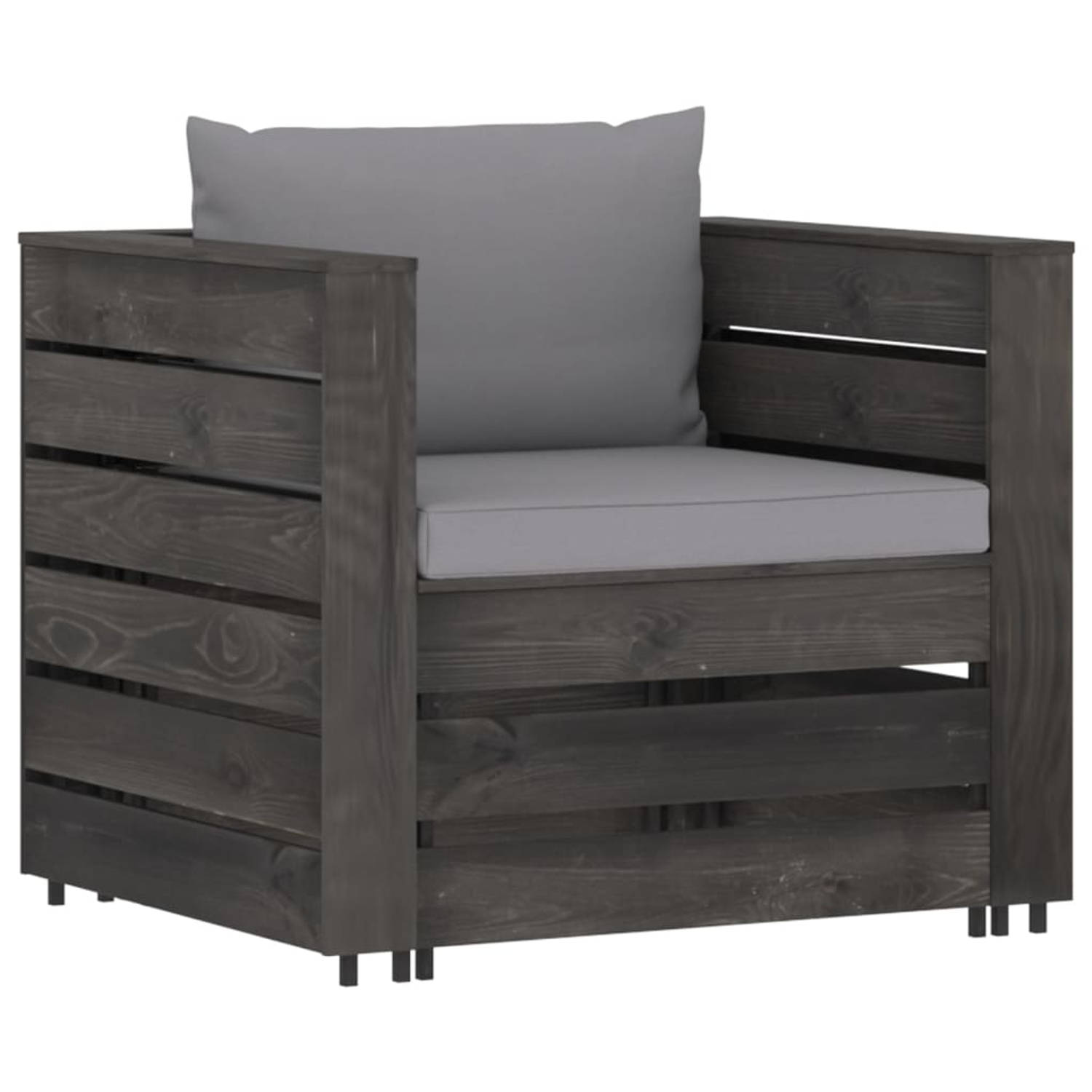 The Living Store Pallet Loungeset - Tuinmeubelen - 60 x 62 x 37 cm - Grenenhout - Grijs