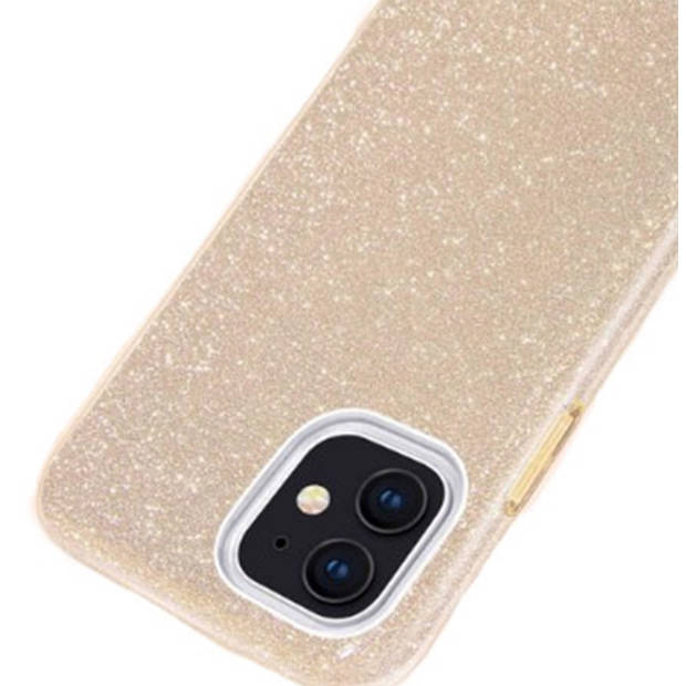 Apple iPhone 12 Mini Glitter Goud Siliconen Gel TPU / Back Cover / Hoesje iPhone 12 Mini