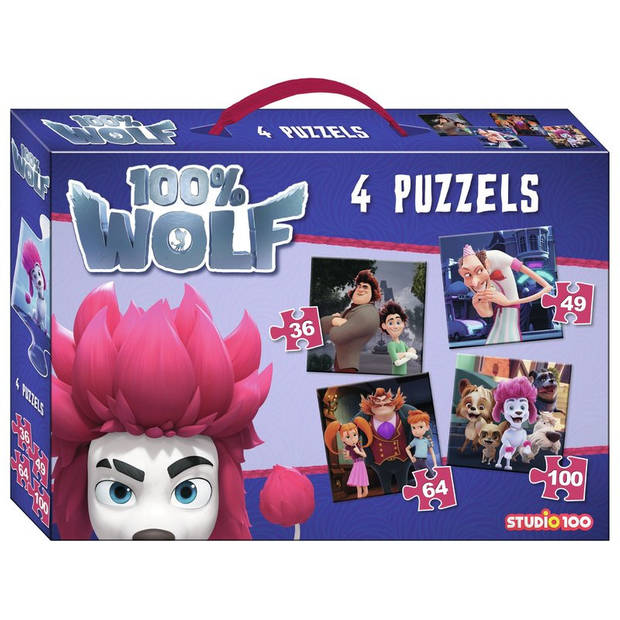 Studio 100 legpuzzel 100% Wolf junior karton paars 4 stuks
