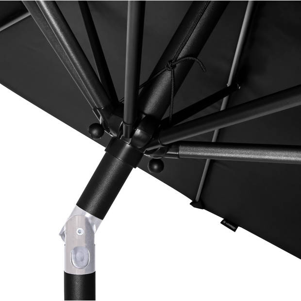 VONROC Premium Stokparasol Recanati Ø300cm – Incl. beschermhoes - Ronde parasol - Kantelbaar – UV werend doek - Zwart