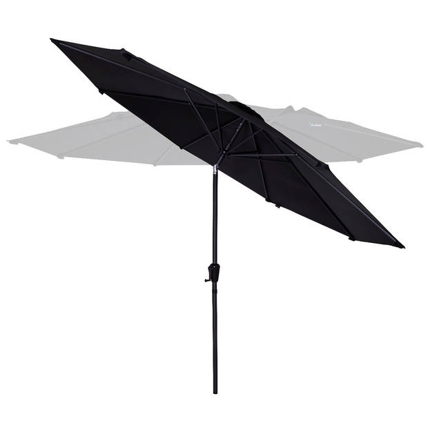 VONROC Premium Stokparasol Recanati Ø300cm – Incl. beschermhoes - Ronde parasol - Kantelbaar – UV werend doek - Zwart