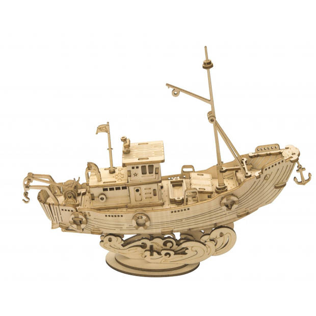 Robotime modelbouwpakket Fishing Ship 15,8 cm hout 104-delig