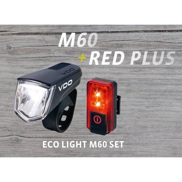 VDO verlichtingsset Eco light M60 FL RED RL 60 LED USB zwart