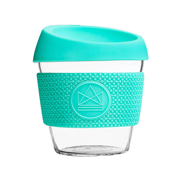 Neon Kactus koffieglas Free Spirit 220 ml glas/siliconen mint