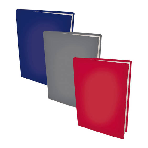 Assortiment rekbare boekenkaften A4 - Blauw, Grijs en Rood - 3 stuks