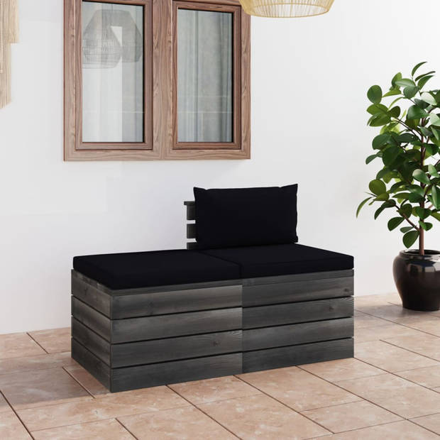 vidaXL 2-delige Loungeset met kussens pallet massief grenenhout