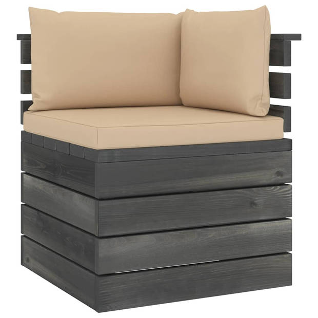 vidaXL 5-delige Loungeset met kussens pallet massief grenenhout