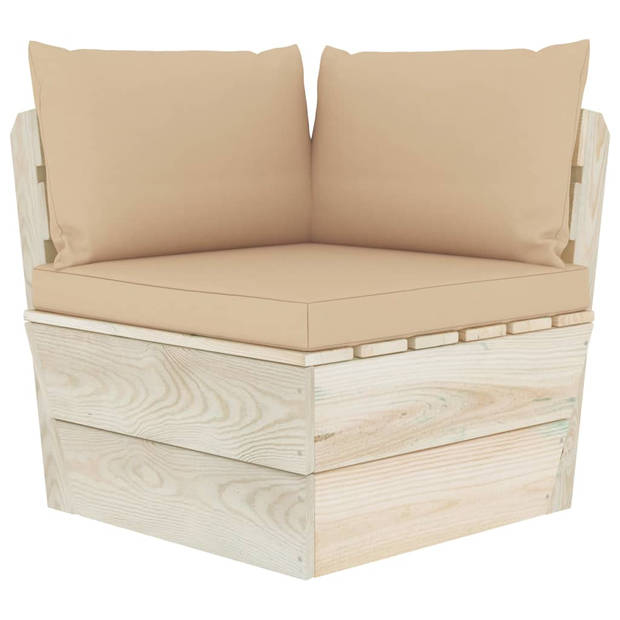 The Living Store Pallet Loungeset - 6-delig - Hout - Beige - 60x60x65 cm - Inclusief kussens