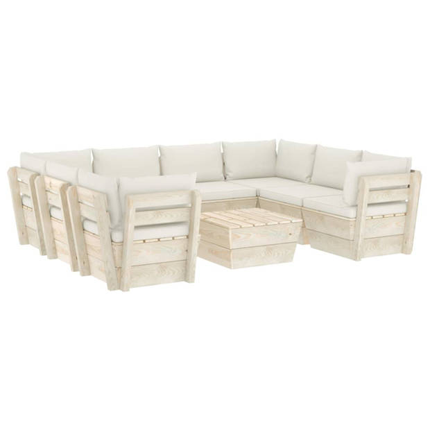 vidaXL 9-delige Loungeset met kussens pallet vurenhout