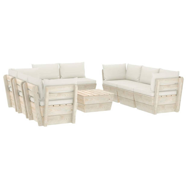 vidaXL 9-delige Loungeset met kussens pallet vurenhout