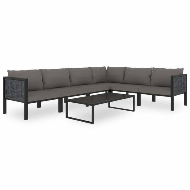 vidaXL 7-delige Loungeset met kussens poly rattan antraciet